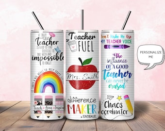 Teacher Fuel Tumbler Personalized, Teacher Gifts, Teacher Cup With Straw, Teacher Appreciation Gift