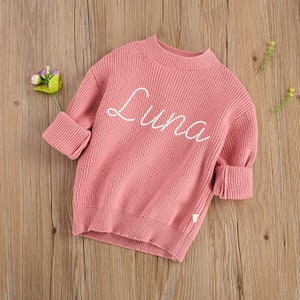 Custom embroidered Baby sweater with name on chest