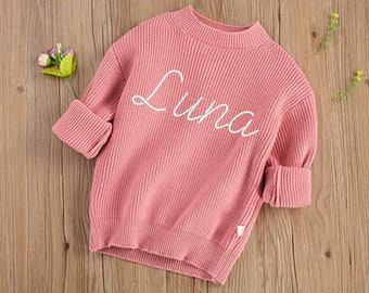 Embroidered Personalized Name Sweater for Babies, Toddlers, Kids, Children, Unisex Children's Clothing