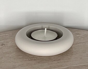 Light Grey Round Tea Light Holder | Concrete Tea Light Holder | Decorative Tray | Home Decor | Jesmonite | Eco | Gift | Present |UK