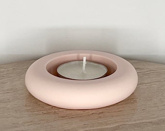 Light Pink Round Tea Light Holder | Concrete Tea Light Holder | Decorative Tray | Home Decor | Jesmonite | Eco | Gift | Present |UK