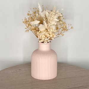 Light Pink Ribbed Vase | Concrete Vase | Decorative Vase | Flower Vase | Home Decor | Jesmonite | Eco | Gift | Present |UK image 1