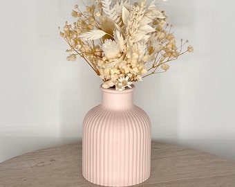 Light Pink Ribbed Vase | Concrete Vase | Decorative Vase | Flower Vase | Home Decor | Jesmonite | Eco | Gift | Present |UK