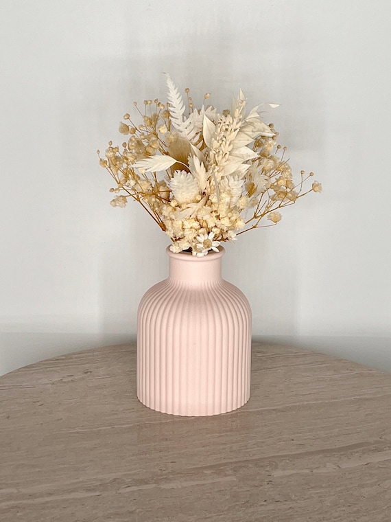 Light Pink Ribbed Vase | Concrete Vase | Decorative Vase | Flower Vase | Home Decor | Jesmonite | Eco | Gift | Present |UK