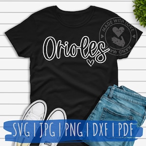 Diseño de camisa de los Orioles (con corazón) hecho a medida para descarga digital svg, jpg, png, dxf