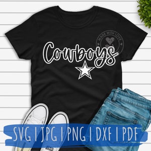 Cowboys offset with star - school spirit mascot design svg, jpg, png, dxf digital download