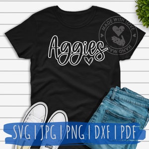 Aggies offset with Heart - school spirit mascot design svg, jpg, png, dxf digital download
