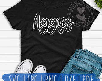 Aggies offset with Heart - school spirit mascot design svg, jpg, png, dxf digital download