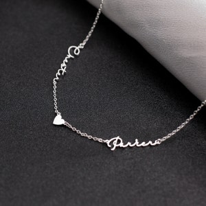 Two Name Necklace with Heart Dainty Name Necklace image 2
