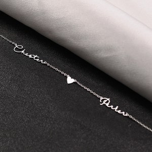 Two Name Necklace with Heart Dainty Name Necklace image 3