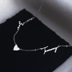 Two Name Necklace with Heart Dainty Name Necklace image 9