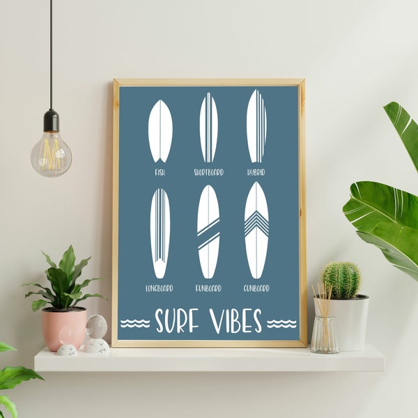 Impression Surf Vibes, Art mural Nature, Affiche surf Style, Décoration murale abstraite, Décoration intérieure moderne - Wall Art plage