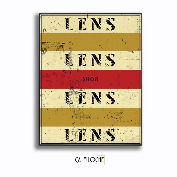 Affiche - LENS Vintage - Football RCL Décoration poster - Racing club de Lens