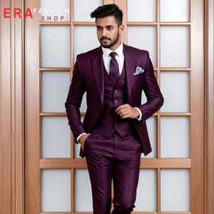 Purple 3 Piece Suit | Men's Custom Suit | Tailored Wedding Groom