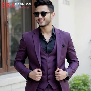 Purple 3 Piece Suit | Men's Custom Suit | Tailored Wedding Groom