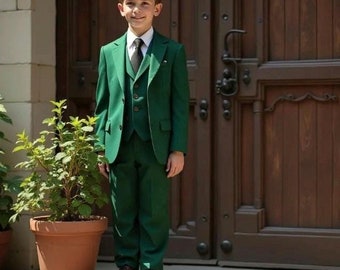 Boy's Green Slim Fit Suit - 3 Piece Toddler Suit