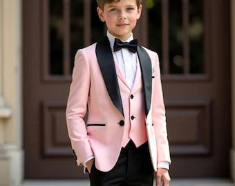 Boys Pink Tuxedo Suit - Boy&#39;s Clothing 3 Piece Toddler Suit - Designer Suit For  Kid&#39;s Boy
