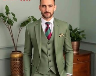 値下げしました！オリーブグリーン スリーピーススーツ(中国縫製) 値下げしました！オリーブグリーン スリーピーススーツ(中国縫製