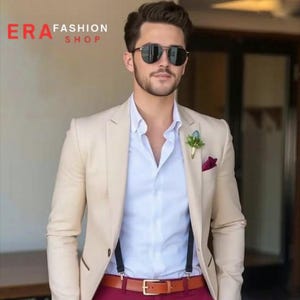 Men Linen Blazer | Beige Linen Blazer | Men&#39;s Formal Blazer | Linen Jacket Men | Wedding Wear Blazer | Tailored Mens Blazer | Gift for Men