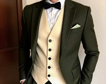 スリーピーススーツ】オリーブグリーン Mサイズ スリーピーススーツ