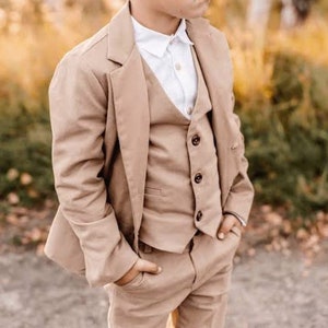 Kid's And Boy's Clothing - Suit For Boy's - Wedding Suit - Toddler Suit Style - Boy's 3 Piece Light Brown Suits