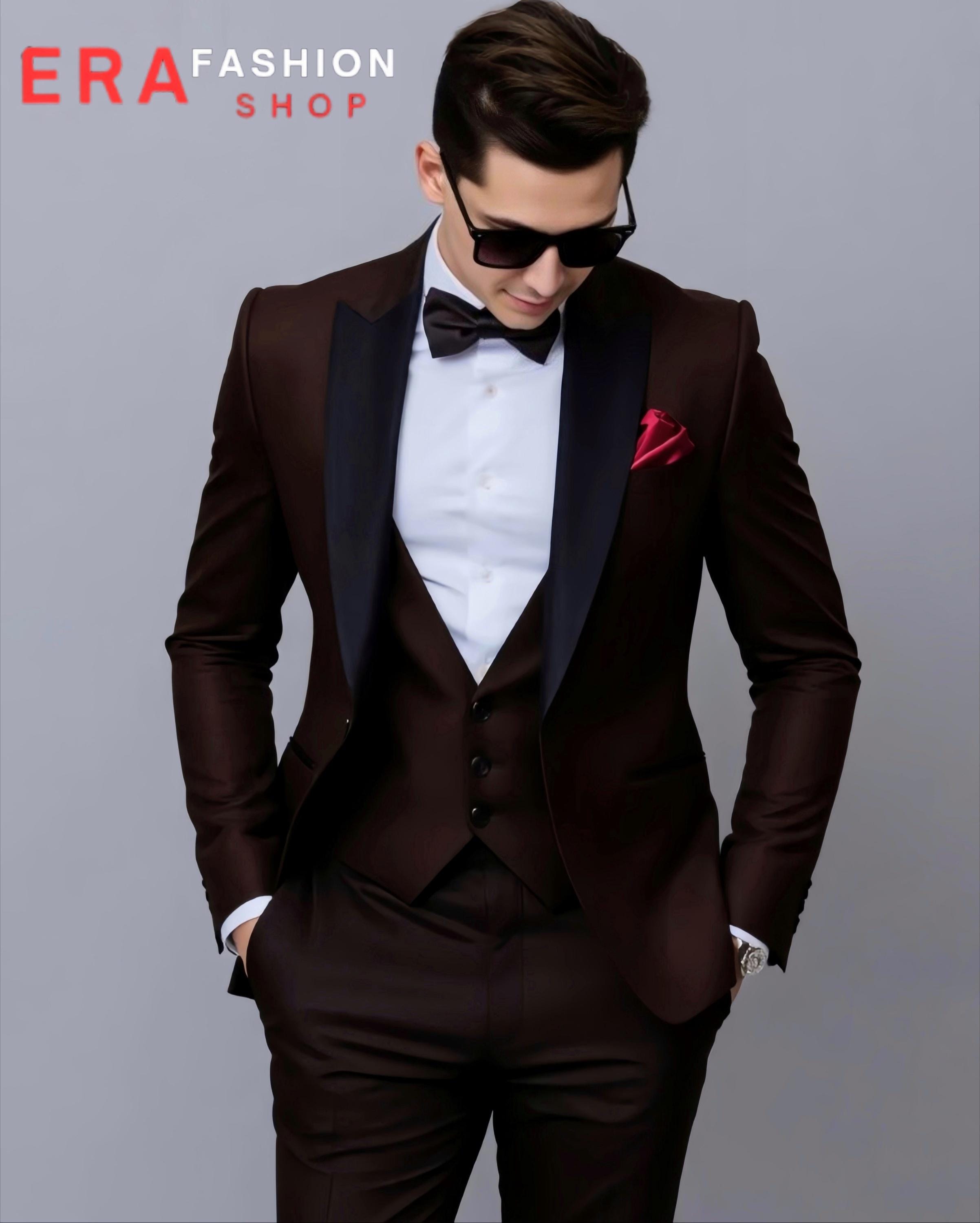 ブラウンタキシード｜メンズ3ピーススーツ、結婚式の新郎用 - Etsy 日本