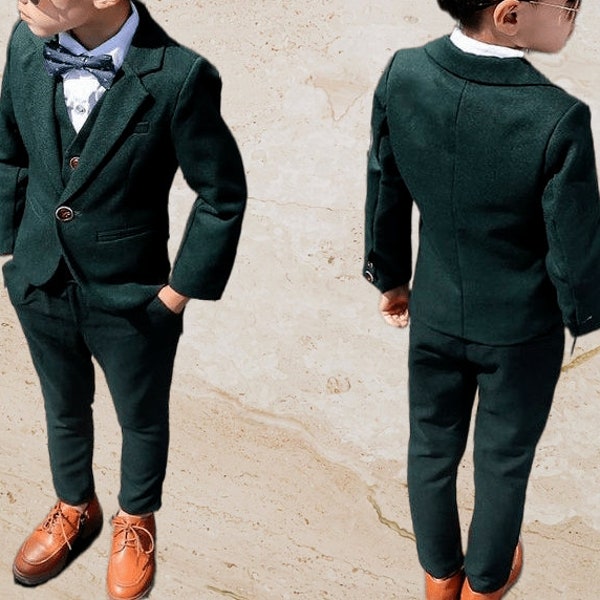 Stijlvol groen pak voor jongens - Kid Boy 3-delige pakken - Trouwpak voor kinderen - Slim Fit pak voor peuters - Elegant pak voor kinderen en jongens