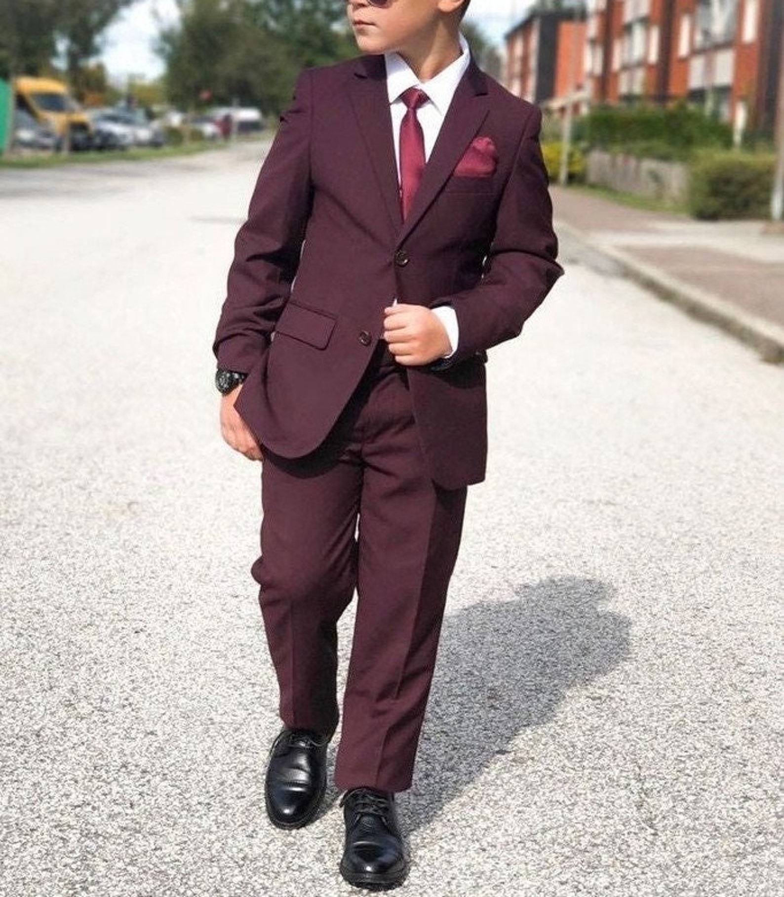 Kids & Boys Burgundy Suit Kid's 2piece Suit Set Kid Formal Suit Kid