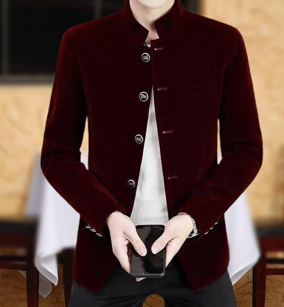 Burgundy suede blazer mens online