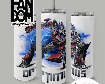 Optimus Prime - Transformers Inspired 20oz Reusable Personalised Stainless Steel Tumbler | Birthday Gift Present Custom Customisable