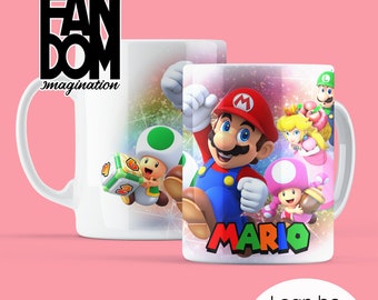 Mario - Mario Games 11oz Tazza in ceramica personalizzata / Regalo di compleanno Presente Personalizzabile Personalizzato Princess Peach Luigi Mushroom