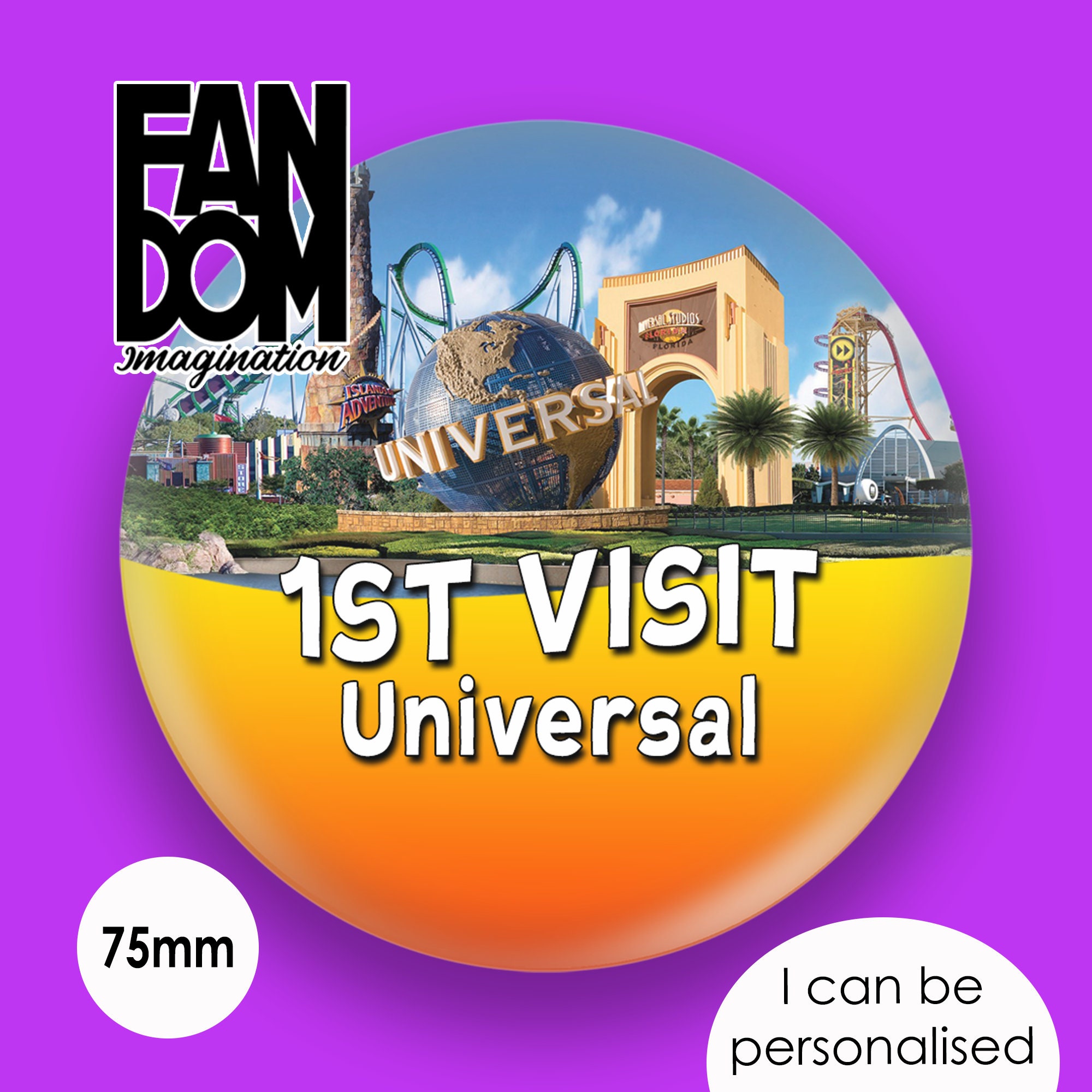 Universal First Visit Buttons Universal - 1st Visit - Universal Parks Inspired Personalised Custom ...