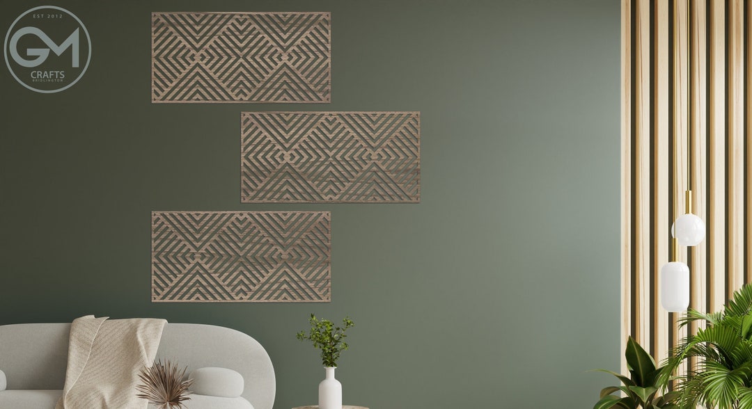 Geometric Decor Rectangles Wall Art Decor Three Panel Etsy UK