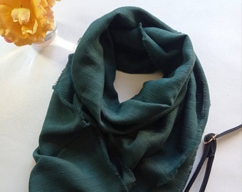 Foulard en Coton BIO Vert Émeraude | Made in France, Col léger Printemps, Cadeau femme, Fait Main, Idéal Mi-saison, Fête des mères