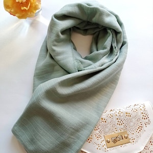 Soft and comfortable aqua green organic cotton scarf, ideal gift for women, Made in France