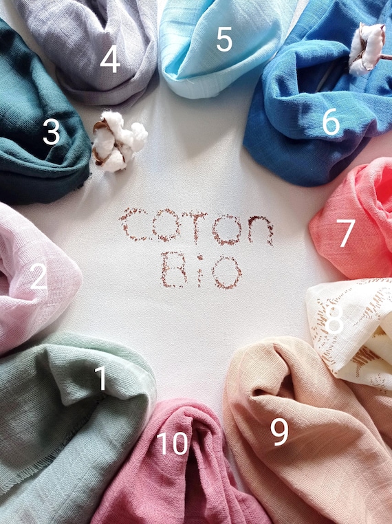 Foulards BIO ou Écharpes 100% Coton Biologique, Made in France | Taille au choix, Doux et sain pour la peau, Cadeau pour femme