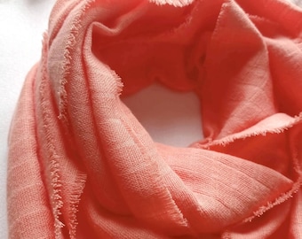 Organic Coral Scarf in Organic Cotton | Made in France | Warm scarf, comfortable shawl, hypoallergenic collar, gift for women