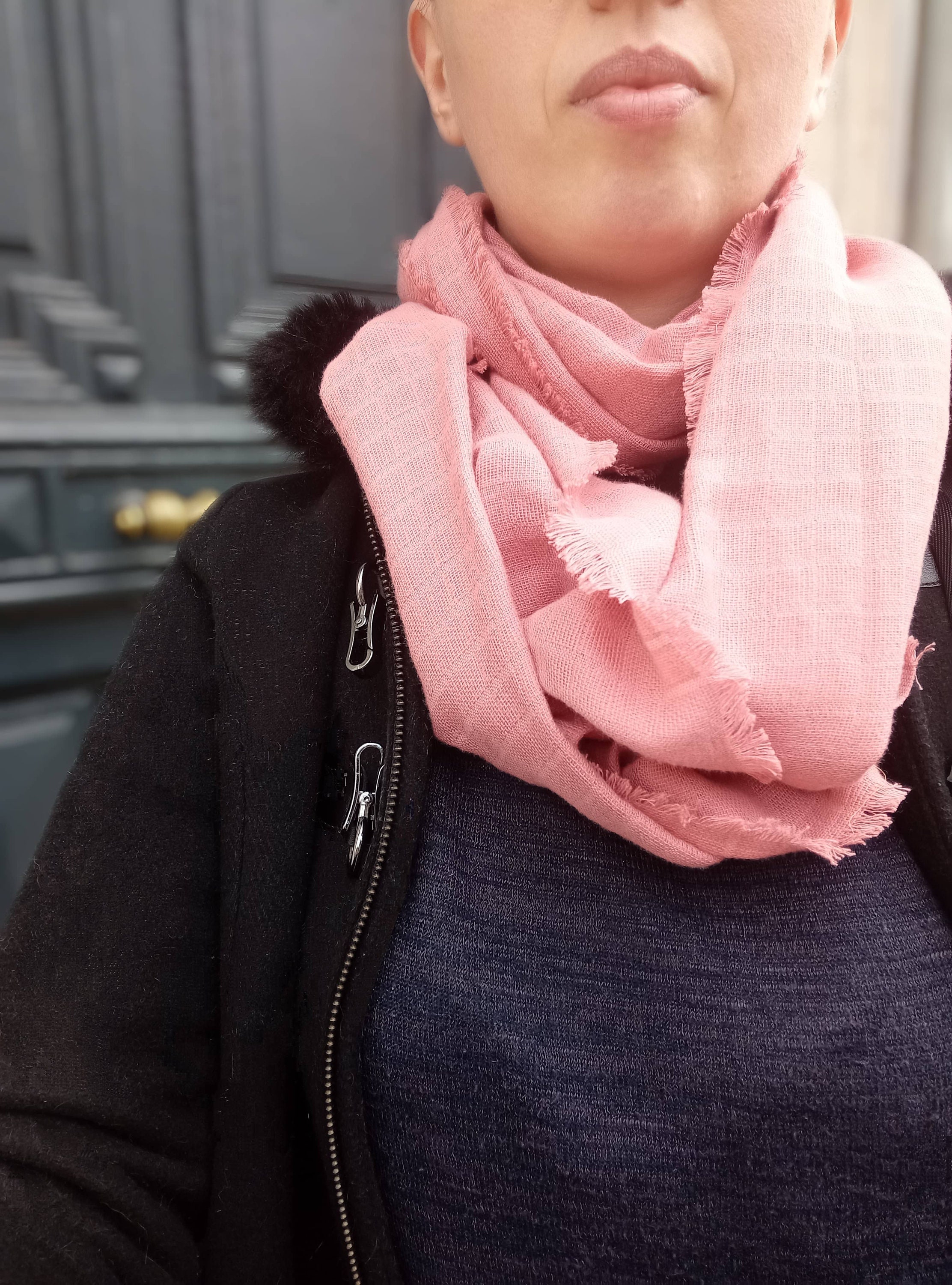 Écharpe (stole) En Cachemire 100% Pure - Couleur Rose Poudré, Unie, Qualité Supérieure, Chaude Et Chic, Neuve Avec étiquettes