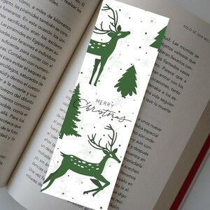 Deer bookmark green  digital download