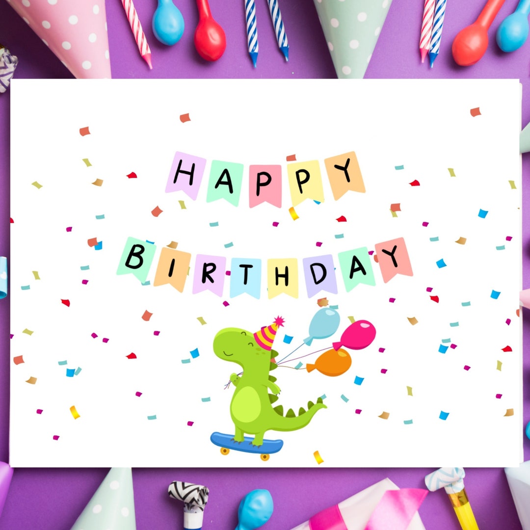 Dinosaur Birthday Card Printable - Etsy