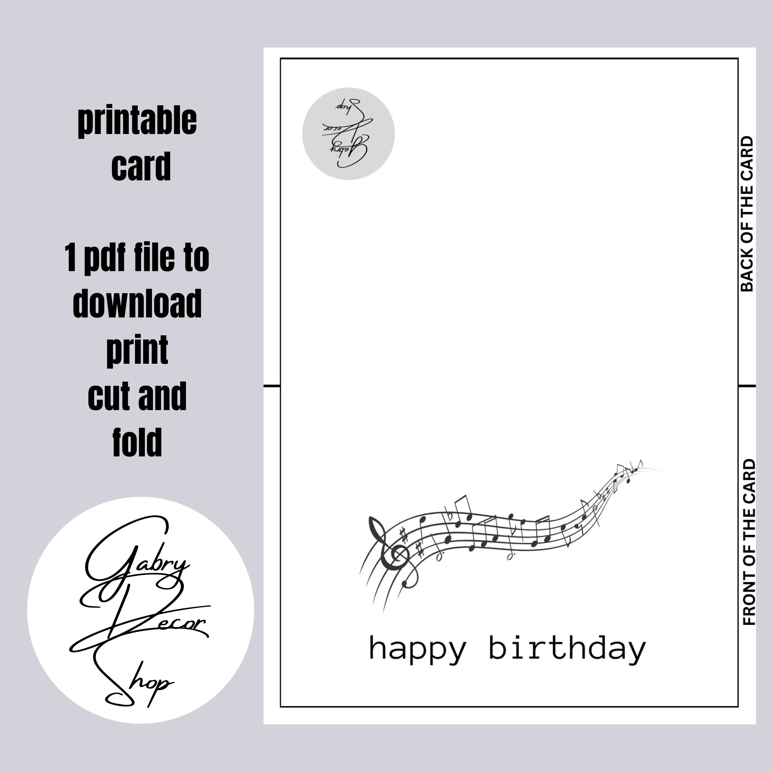 Musical Notes Birthday Card Printable - Etsy