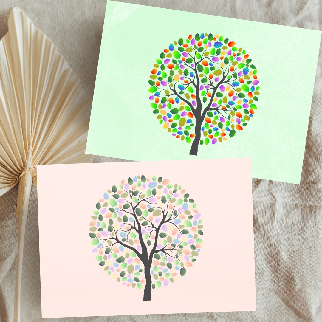 Tree Cards Set Instant Download, Printable Tree Card Pastel - Etsy
