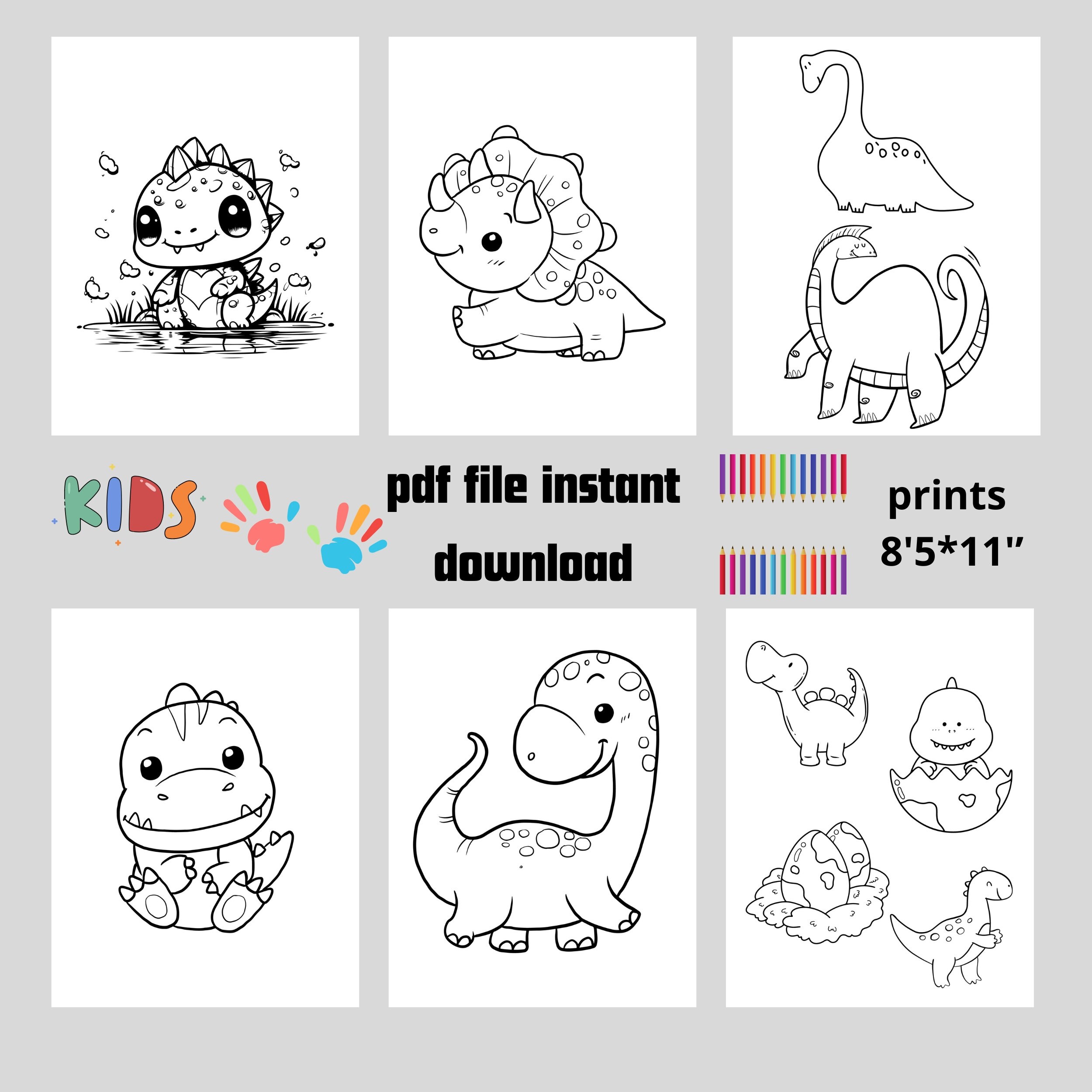 Dino Printable Coloring Pages Dinosaur Coloring Book Kids Dinosaur ...