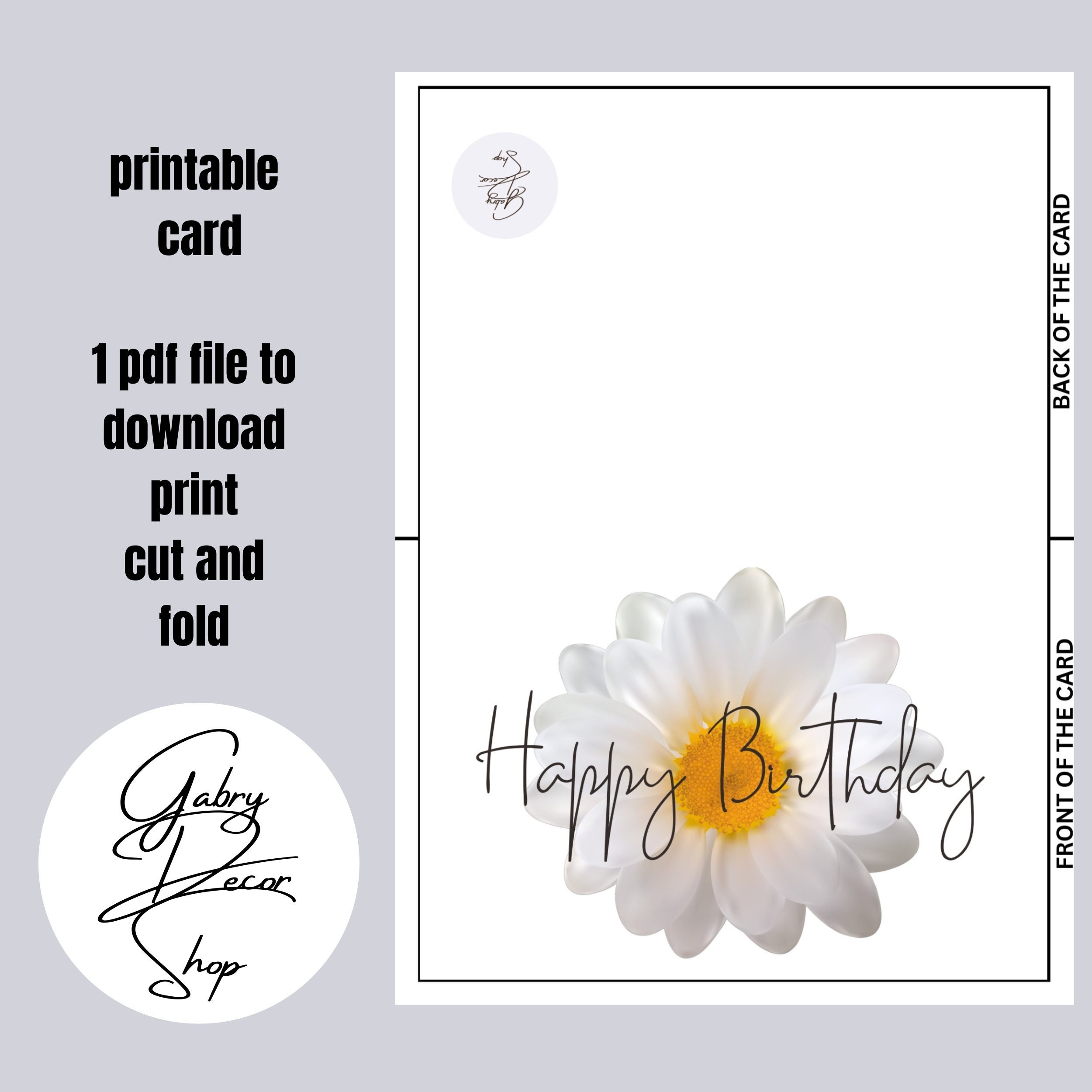 Daisy Happy Birthday Card Digital Download, Happy Birthday Card ...