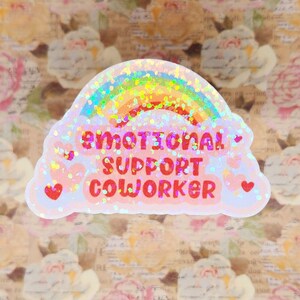 Emotional Support Co-WorkerSticker, Book Sticker, Book Lover Gift, Reader Sticker, Water Bottle Sticker, Kindle Sticker