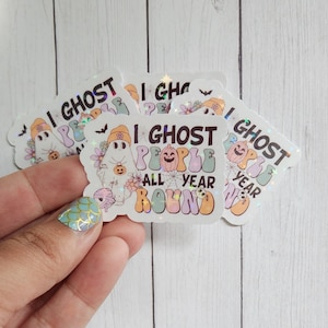I Ghost People All Year Round Vinyl Sticker, Bookish Ghost Sticker, GHOSTY  STICKER, Halloween Lover Sticker, Kindle Sticker, Vinyl