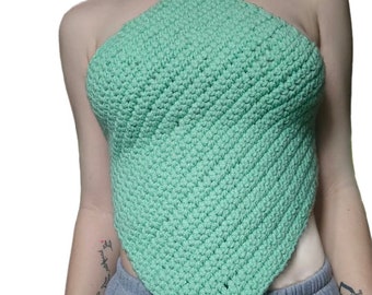 teal chain halter top