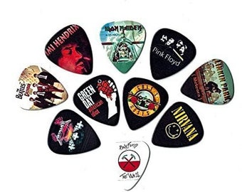 Legendary Bands Guitar Picks (10 medium picks in a packet)(For Music Lovers)… (Medium thickness (0.71mm))