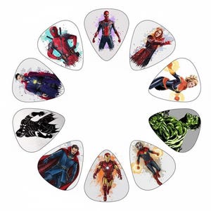 Plettri per chitarra Avengers [Con Captain Marvel e altri personaggi Marvel] - 10 pezzi