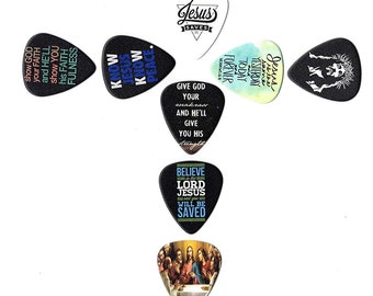 Christian Guitar Picks | Jesus Christ Art, Celluloid (10 Pack)
